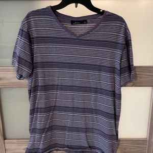 Marc Anthony V-Neck T-Shirt Purple White Large L
